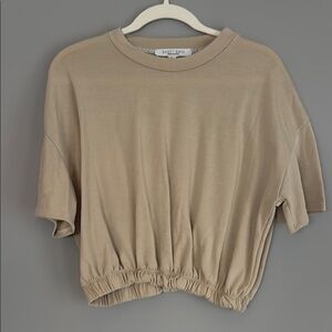Sweet Rain Tan Boxy Crop T-Shirt